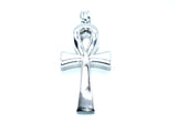 Egyptian Ankh Cross Pendant Pearl Necklace Silver Charm Holds Gem Jewelry AOS