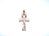 Egyptian Ankh Cross Pendant Pearl Necklace Rose Gold Charm Holds Gem Jewelry AOS