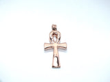 Egyptian Ankh Cross Pendant Pearl Necklace Rose Gold Charm Holds Gem Jewelry AOS