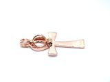 Egyptian Ankh Cross Pendant Pearl Necklace Rose Gold Charm Holds Gem Jewelry AOS