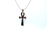 Egyptian Ankh Cross Pendant Pearl Necklace Rose Gold Charm Holds Gem Jewelry AOS