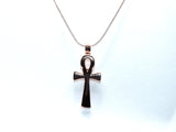 Egyptian Ankh Cross Pendant Pearl Necklace Rose Gold Charm Holds Gem Jewelry AOS