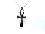 Egyptian Ankh Cross Pendant Pearl Necklace Rose Gold Charm Holds Gem Jewelry AOS