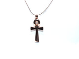 Egyptian Ankh Cross Pendant Pearl Necklace Rose Gold Charm Holds Gem Jewelry AOS