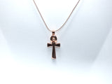Egyptian Ankh Cross Pendant Pearl Necklace Rose Gold Charm Holds Gem Jewelry AOS