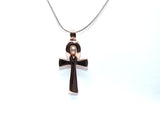 Egyptian Ankh Cross Pendant Pearl Necklace Rose Gold Charm Holds Gem Jewelry AOS