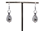 Silver Oval Lotus Flower Earrings White Pearls Charm Locket Jewelry AOS