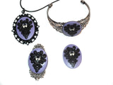 Creepy Wallpaper Haunted Mansion Victorian Purple Cameo Necklace Or Bracelet Or Brooch