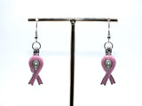 Pink Awareness Ribbons Earrings With White Pearls Charm Locket Horse Silver Jewelry AOS