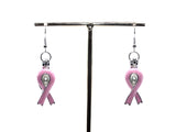 Pink Awareness Ribbons Earrings With White Pearls Charm Locket Horse Silver Jewelry AOS