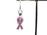 Pink Awareness Ribbons Earrings With White Pearls Charm Locket Horse Silver Jewelry AOS