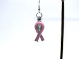 Pink Awareness Ribbons Earrings With White Pearls Charm Locket Horse Silver Jewelry AOS
