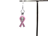 Pink Awareness Ribbons Earrings With White Pearls Charm Locket Horse Silver Jewelry AOS