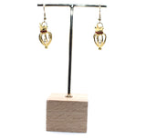 Gold Queen Crown Earrings With White Pearls Charm Locket Rose Gold Jewelry AOS