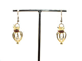 Gold Queen Crown Earrings With White Pearls Charm Locket Rose Gold Jewelry AOS