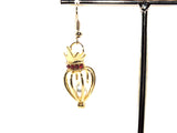 Gold Queen Crown Earrings With White Pearls Charm Locket Rose Gold Jewelry AOS