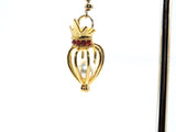 Gold Queen Crown Earrings With White Pearls Charm Locket Rose Gold Jewelry AOS