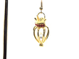 Gold Queen Crown Earrings With White Pearls Charm Locket Rose Gold Jewelry AOS