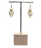 Gold Queen Crown Earrings With White Pearls Charm Locket Rose Gold Jewelry AOS