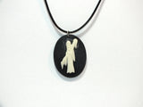 Crypt Ghost Victorian Cameo Black Cord Necklace Haunted Mansion Halloween
