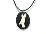Crypt Ghost Victorian Cameo Black Cord Necklace Haunted Mansion Halloween