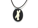 Crypt Ghost Victorian Cameo Black Cord Necklace Haunted Mansion Halloween