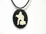 Hitchhiking Ghost Phineas Victorian Cameo Black Cord Necklace Haunted Mansion