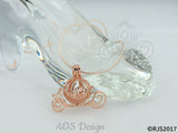 Cinderella Carriage Pearl Cage 18kt Rose Gold Plated 925 Sterling Silver Charm Necklace Pick A Pearl or Wish Pearl Epcot Holds Akoya Pearl