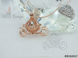 Cinderella Carriage Pearl Cage 18kt Rose Gold Plated 925 Sterling Silver Charm Necklace Pick A Pearl or Wish Pearl Epcot Holds Akoya Pearl