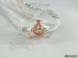 Cinderella Carriage Pearl Cage 18kt Rose Gold Plated 925 Sterling Silver Charm Necklace Pick A Pearl or Wish Pearl Epcot Holds Akoya Pearl
