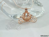 Cinderella Carriage Pearl Cage 18kt Rose Gold Plated 925 Sterling Silver Charm Necklace Pick A Pearl or Wish Pearl Epcot Holds Akoya Pearl