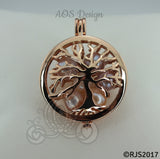 Family Tree Pearl Cage Necklace Rose Gold Plated Locket Charm Tree of Life Mother