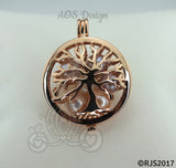 Family Tree Pearl Cage Necklace Rose Gold Plated Locket Charm Tree of Life Mother
