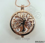 Family Tree Pearl Cage Necklace Rose Gold Plated Locket Charm Tree of Life Mother