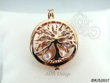 Family Tree Pearl Cage Necklace Rose Gold Plated Locket Charm Tree of Life Mother