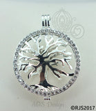 Family Tree Pearl Cage Necklace Bright Silver Plated Locket Crystal Accents Charm Tree of Life Mother