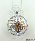 Family Tree Pearl Cage Necklace Bright Silver Plated Locket Crystal Accents Charm Tree of Life Mother