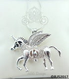 Flying Unicorn Pearl 925 Cage Silver Necklace Pegasus Crystal Pegacorn Alicorn