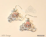 Cinderella Carriage Earrings Pick A Pearl Cage Silver Plated Earrings PINK Bead Pearl Pumpkin Locket Charm