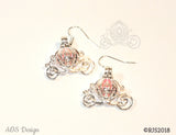 Cinderella Carriage Earrings Pick A Pearl Cage Silver Plated Earrings PINK Bead Pearl Pumpkin Locket Charm