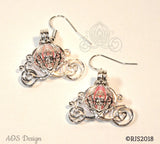 Cinderella Carriage Earrings Pick A Pearl Cage Silver Plated Earrings PINK Bead Pearl Pumpkin Locket Charm