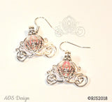 Cinderella Carriage Earrings Pick A Pearl Cage Silver Plated Earrings PINK Bead Pearl Pumpkin Locket Charm