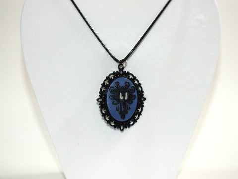Creepy Wallpaper Victorian Cameo Black Pendant Jewelry Haunted Mansion Resin Handmade For Halloween Costume