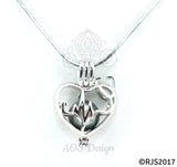 Heartbeat Stethoscope Pearl Cage Necklace Nurse Doctor Medical Professional Silver Plated Locket Charm