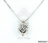 Heartbeat Stethoscope Pearl Cage Necklace Nurse Doctor Medical Professional Silver Plated Locket Charm