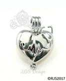 Heartbeat Stethoscope Pearl Cage Necklace Nurse Doctor Medical Professional Silver Plated Locket Charm