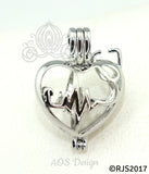 Heartbeat Stethoscope Pearl Cage Necklace Nurse Doctor Medical Professional Silver Plated Locket Charm