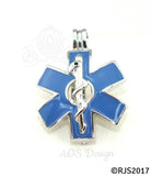 EMS Star of Life Pearl Cage Necklace Emblem Rod of Asclepius Silver Plated Locket Charm