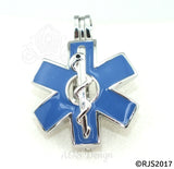 EMS Star of Life Pearl Cage Necklace Emblem Rod of Asclepius Silver Plated Locket Charm