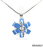 EMS Star of Life Pearl Cage Necklace Emblem Rod of Asclepius Silver Plated Locket Charm